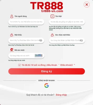 Đăng ký tại TR888